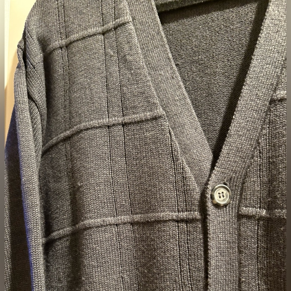 Oscar de la Renta Charcoal Cardigan - Men’s XL - Cotton Blend - Picture 4 of 10